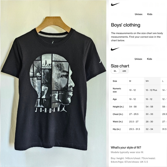 Nike Air Jordan XV Kids Black & White Graphic T-Shirt - Picture 15 of 16